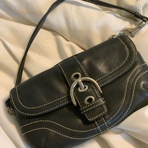 COACH black wristlet purse.